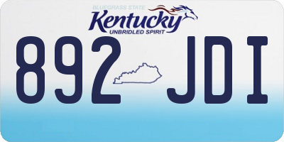 KY license plate 892JDI