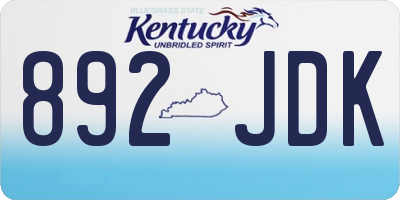 KY license plate 892JDK