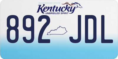 KY license plate 892JDL