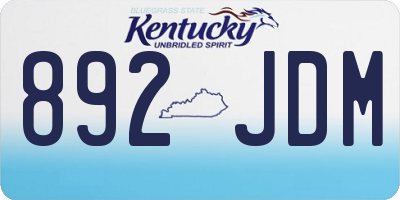 KY license plate 892JDM
