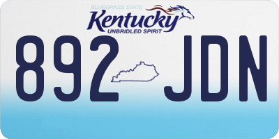 KY license plate 892JDN