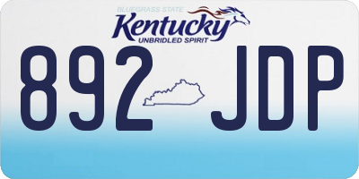 KY license plate 892JDP