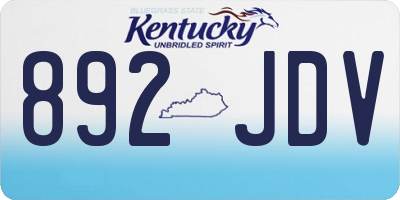 KY license plate 892JDV