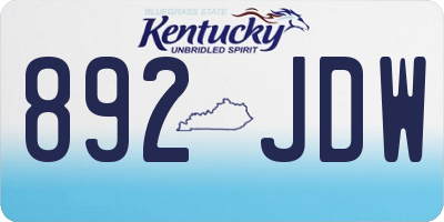 KY license plate 892JDW