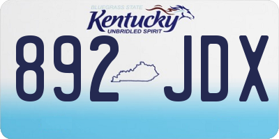 KY license plate 892JDX