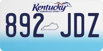 KY license plate 892JDZ
