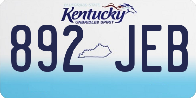 KY license plate 892JEB