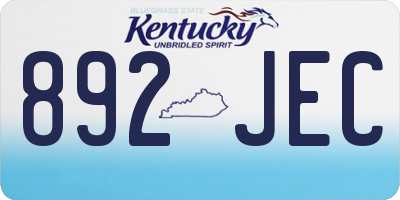 KY license plate 892JEC