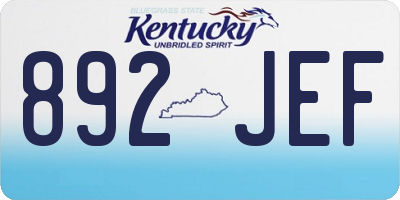 KY license plate 892JEF