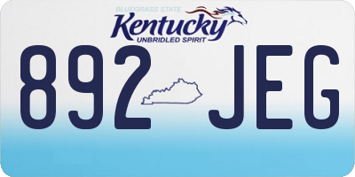 KY license plate 892JEG