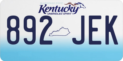KY license plate 892JEK