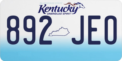 KY license plate 892JEO