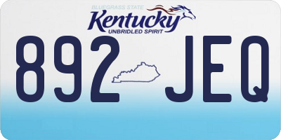 KY license plate 892JEQ