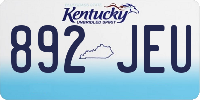 KY license plate 892JEU