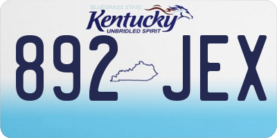 KY license plate 892JEX