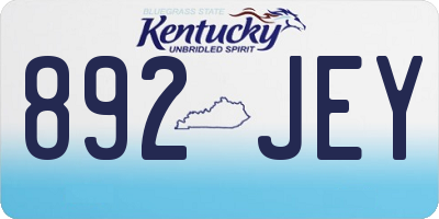 KY license plate 892JEY