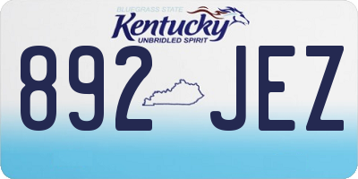 KY license plate 892JEZ