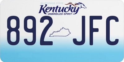 KY license plate 892JFC