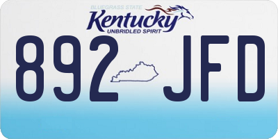 KY license plate 892JFD