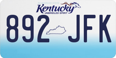 KY license plate 892JFK