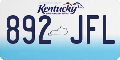 KY license plate 892JFL