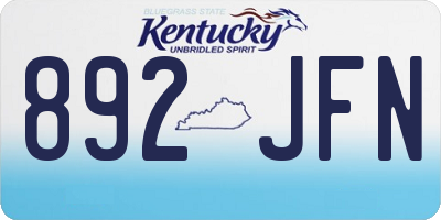 KY license plate 892JFN