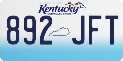 KY license plate 892JFT