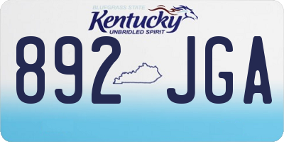 KY license plate 892JGA