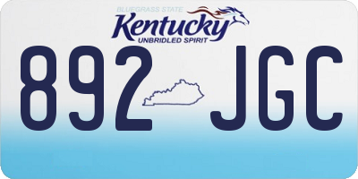 KY license plate 892JGC