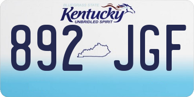 KY license plate 892JGF