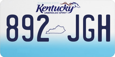 KY license plate 892JGH