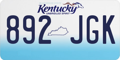 KY license plate 892JGK