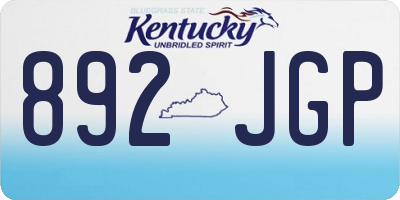 KY license plate 892JGP