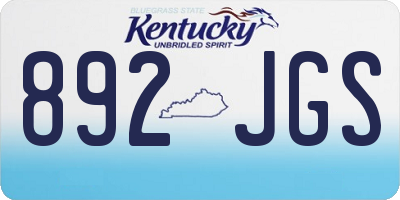 KY license plate 892JGS
