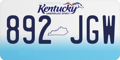KY license plate 892JGW