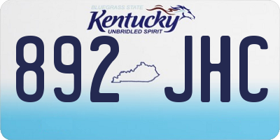 KY license plate 892JHC