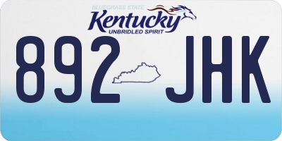 KY license plate 892JHK