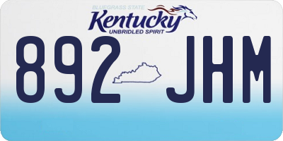 KY license plate 892JHM