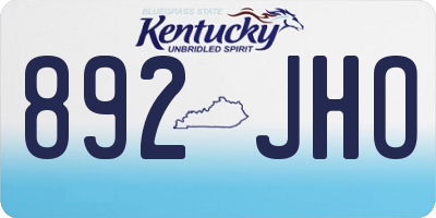 KY license plate 892JHO