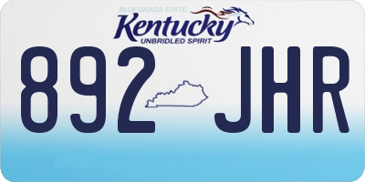 KY license plate 892JHR