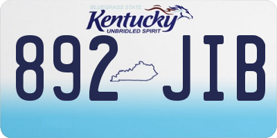 KY license plate 892JIB