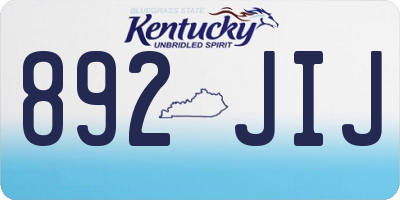 KY license plate 892JIJ