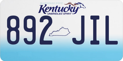 KY license plate 892JIL