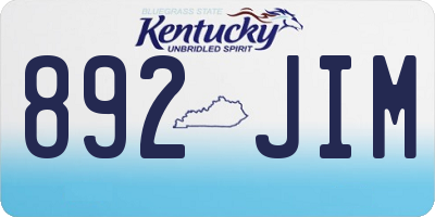 KY license plate 892JIM