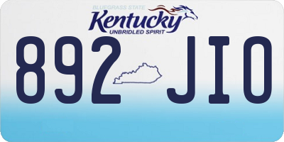 KY license plate 892JIO
