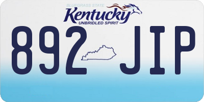 KY license plate 892JIP