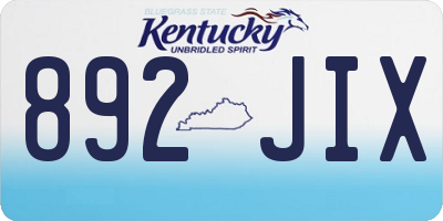 KY license plate 892JIX