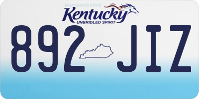 KY license plate 892JIZ