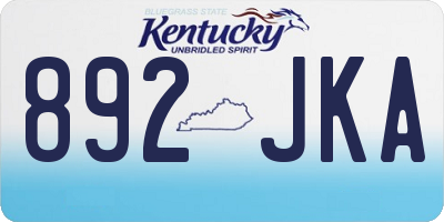KY license plate 892JKA