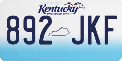 KY license plate 892JKF